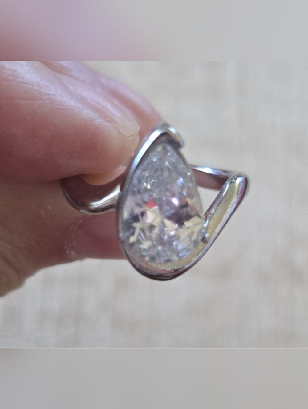 Rhodium Plated Ring With Cubic Zirconia